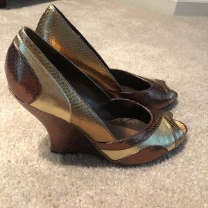 Chinese Laundry Gold Wedge Heels